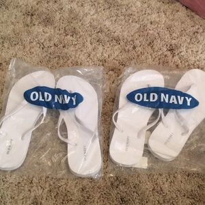 White Old Navy flip flops